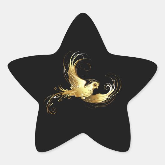 Golden Bird op zwarte achtergrond Ster Sticker (Voorkant)