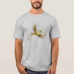 Golden Bird op zwarte achtergrond T-shirt