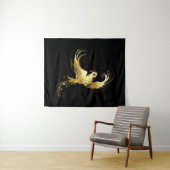 Golden Bird op zwarte achtergrond Wandkleed (In Situ (horizontaal))