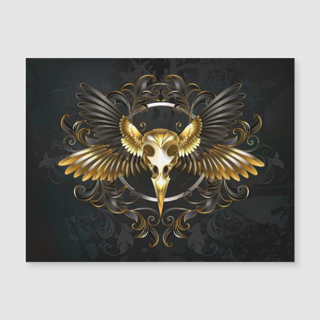Golden Bird Skull op zwarte achtergrond (Voorkant)