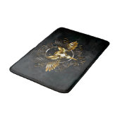 Golden Bird Skull op zwarte achtergrond Badmat (Gekanteld)