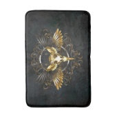 Golden Bird Skull op zwarte achtergrond Badmat (Voorkant Verticaal)