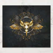 Golden Bird Skull op zwarte achtergrond Bier Etiket (Enkel label)