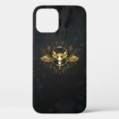 Golden Bird Skull op zwarte achtergrond Case-Mate iPhone Case (Achterkant)