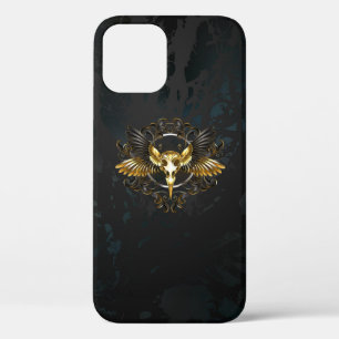 Golden Bird Skull op zwarte achtergrond Case-Mate iPhone Case
