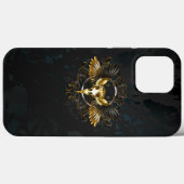 Golden Bird Skull op zwarte achtergrond Case-Mate iPhone Case (Achterkant (horizontaal))