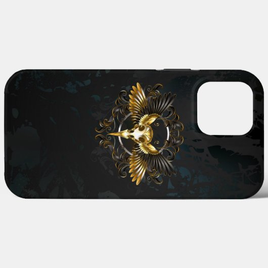 Golden Bird Skull op zwarte achtergrond Case-Mate iPhone Case (Achterkant (horizontaal))
