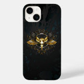 Golden Bird Skull op zwarte achtergrond Case-Mate iPhone Case (Achterkant)