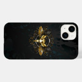 Golden Bird Skull op zwarte achtergrond Case-Mate iPhone Case (Achterkant (horizontaal))