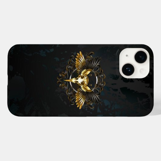 Golden Bird Skull op zwarte achtergrond Case-Mate iPhone Case (Achterkant (horizontaal))