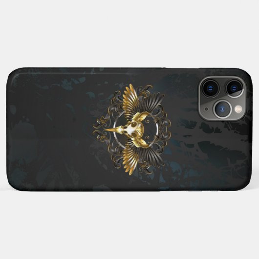 Golden Bird Skull op zwarte achtergrond Case-Mate iPhone Case (Achterkant (horizontaal))