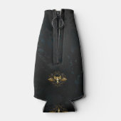 Golden Bird Skull op zwarte achtergrond Flesjeskoeler (Achterkant)