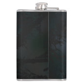 Golden Bird Skull op zwarte achtergrond Heupfles (Achterkant)