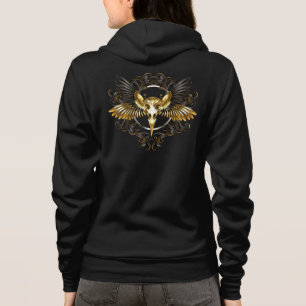 Golden Bird Skull op zwarte achtergrond Hoodie
