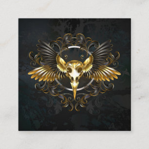 Golden Bird Skull op zwarte achtergrond Informatiekaartje