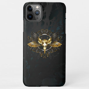 Golden Bird Skull op zwarte achtergrond iPhone 11Pro Max Hoesje