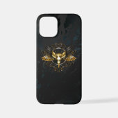 Golden Bird Skull op zwarte achtergrond iPhone Hoesje (Achterkant)