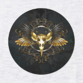 Golden Bird Skull op zwarte achtergrond Labels (Design 2)