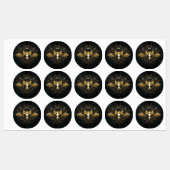 Golden Bird Skull op zwarte achtergrond Labels (Vel)