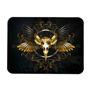 Golden Bird Skull op zwarte achtergrond Magneet