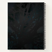 Golden Bird Skull op zwarte achtergrond Notitieboek (Achterkant)