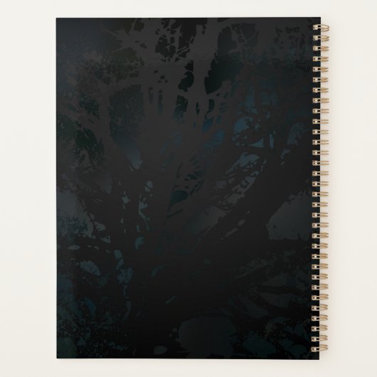 Golden Bird Skull op zwarte achtergrond Planner (Achterkant)