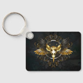 Golden Bird Skull op zwarte achtergrond Sleutelhanger (Achterkant)