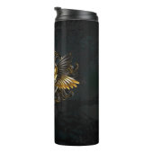 Golden Bird Skull op zwarte achtergrond Thermosbeker (Geroteerd rechts)