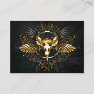 Golden Bird Skull op zwarte achtergrond Visitekaartje