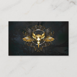 Golden Bird Skull op zwarte achtergrond Visitekaartje