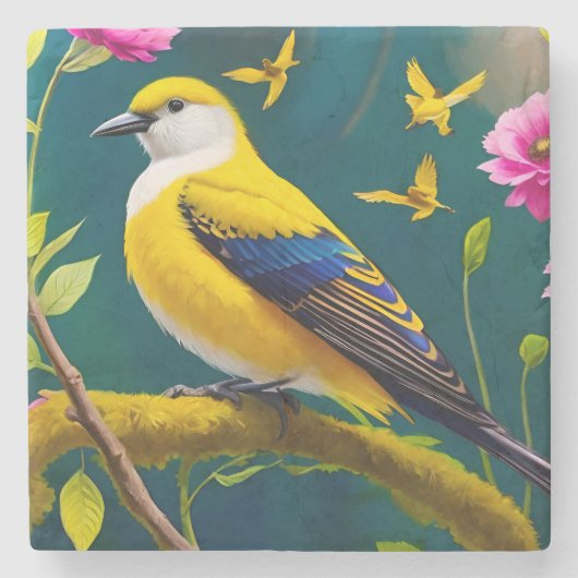 Golden Bird Stenen Onderzetter (Voorkant)