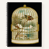 Golden Birdcage Cabin Snow Stream Bird Inside Notitieboek (Voorkant)
