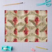 Golden Birds en Red Floral ontkoppeling Tissuepapier (Craft)
