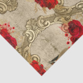 Golden Birds en Red Floral ontkoppeling Tissuepapier (Detail)