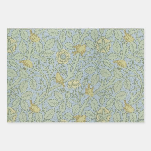 Golden Birds  Morris Pattern Rozen Inpakpapier Vel (Voorkant 3)