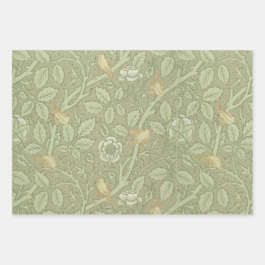 Golden Birds  Morris Pattern Rozen Inpakpapier Vel (Voorkant 2)