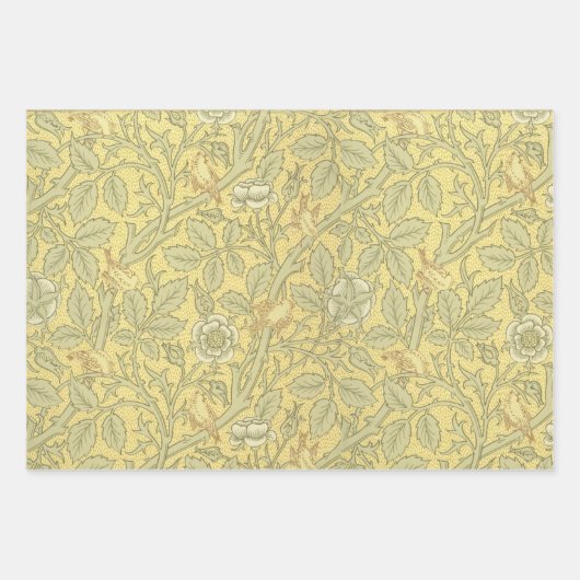 Golden Birds  Morris Pattern Rozen Inpakpapier Vel (Voorkant)