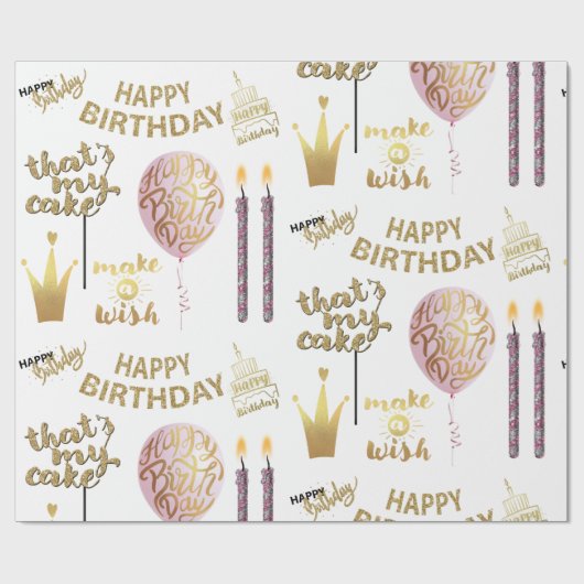 Golden Birthday Cadeaupapier (Vlak)