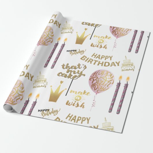 Golden Birthday Cadeaupapier (Uitgerold)