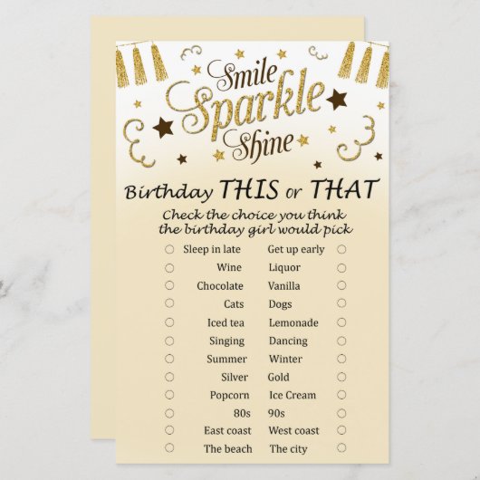 Golden Birthday Dit of dat spel (Voorkant / Achterkant)