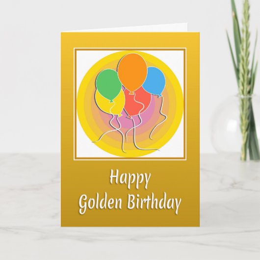Golden Birthday Kaart met ballonnen (Voorkant)