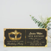 Golden birthday Party Ticket Invitation Kaart (Staand voorkant)