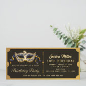 Golden birthday Party Ticket Invitation Kaart (Staand voorkant)