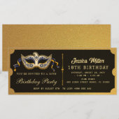 Golden birthday Party Ticket Invitation Kaart (Voorkant / Achterkant)