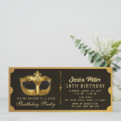Golden birthday Party Ticket Invitation Kaart (Staand voorkant)