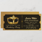 Golden birthday Party Ticket Invitation Kaart (Voorkant / Achterkant)