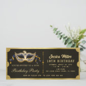 Golden birthday Party Ticket Invitation Kaart (Staand voorkant)