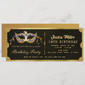 Golden birthday Party Ticket Invitation Kaart (Voorkant / Achterkant)