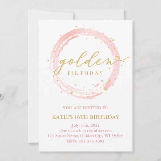 Golden Birthday Uitnodiging (Voorkant)