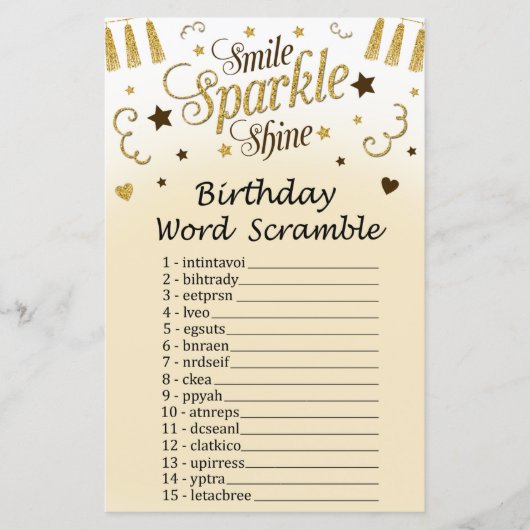 Golden Birthday Word Scramble Game (Voorkant)